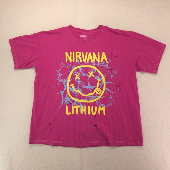 Nirvana Band Crew Neck Graphic Short Sleeve T Shirt Womens Size XL Pink - Picture 2 of 9